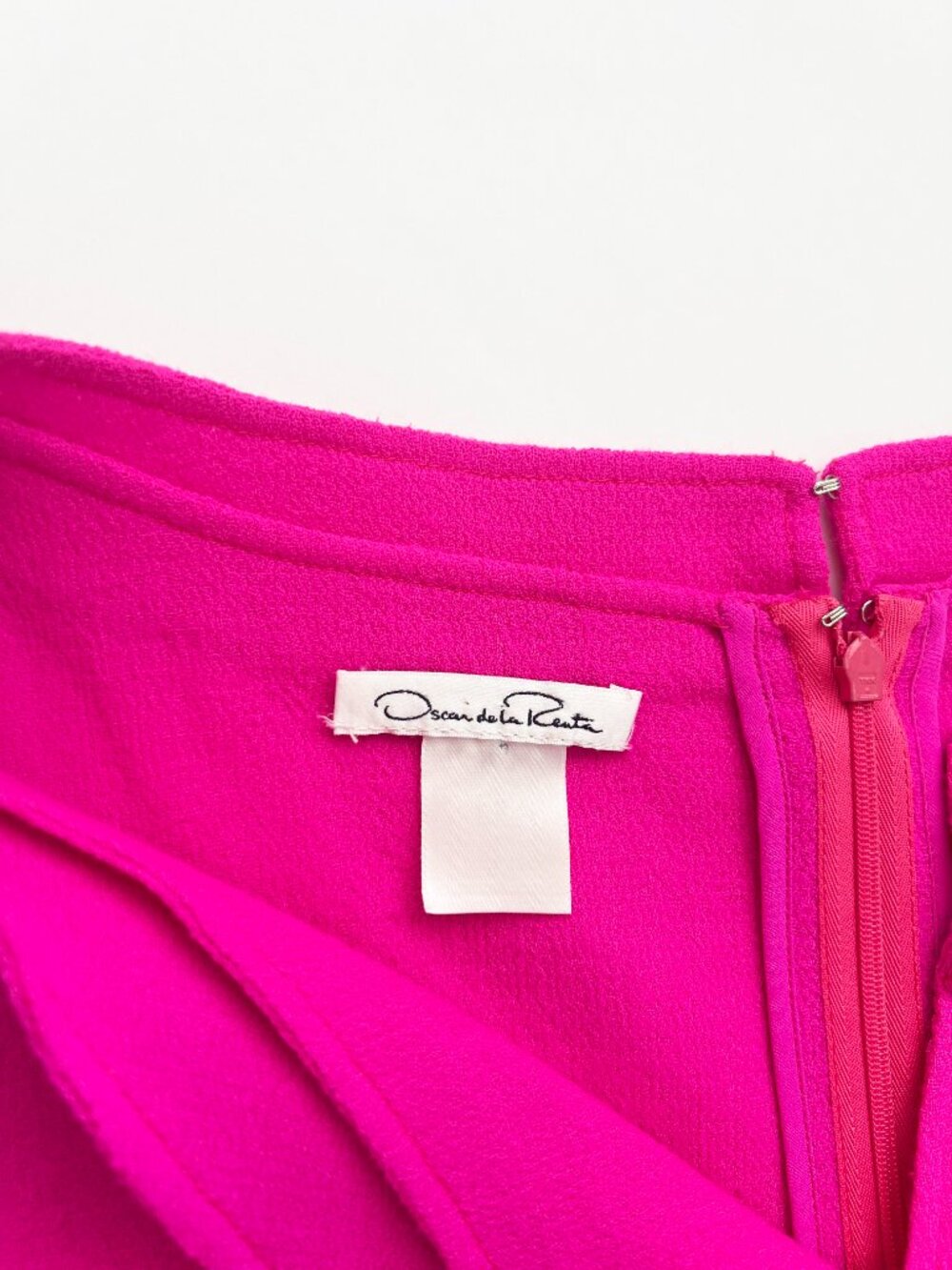 Oscar de la Renta Wool Crepe Sheath Pink Dress Size Large - Picture 5 of 7